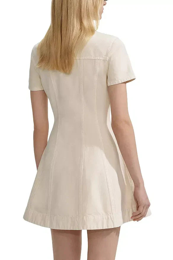 vanessa Cream Collared Denim Mini Dress