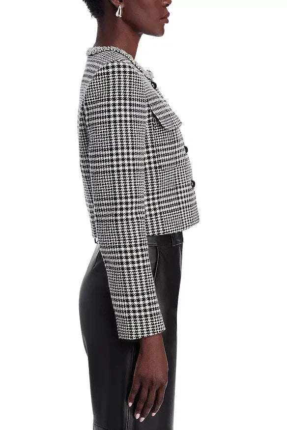 virginia Houndstooth Crystal Trim Jacket - Black/White