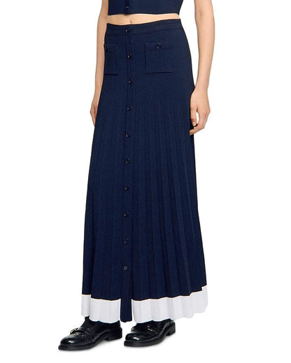 lyuba Two Tone Cropped Sleeveless Cardigan & Knit Skirt