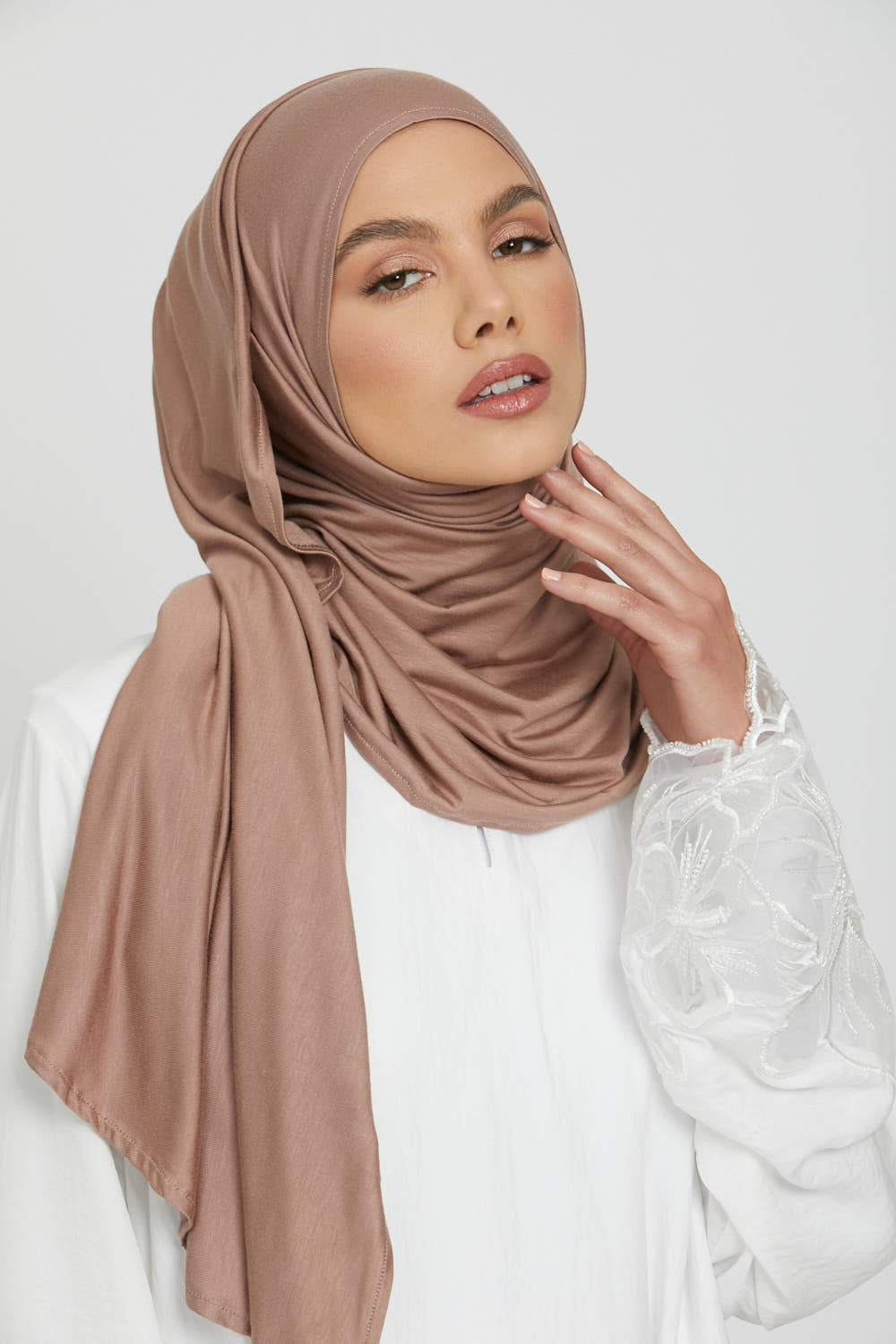 Premium Instant Jersey Hijab - Dusty Taupe