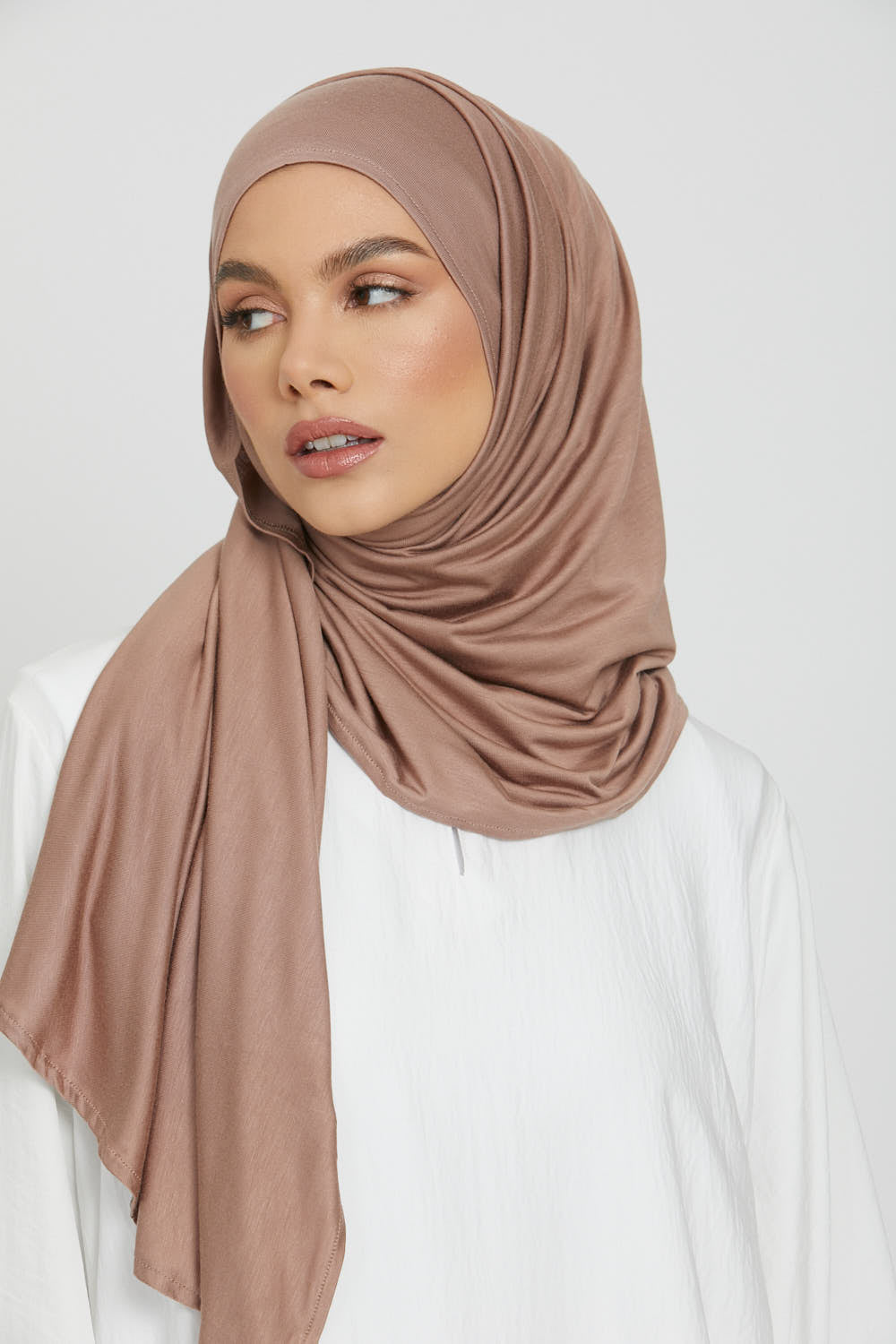 Premium Instant Jersey Hijab - Dusty Taupe