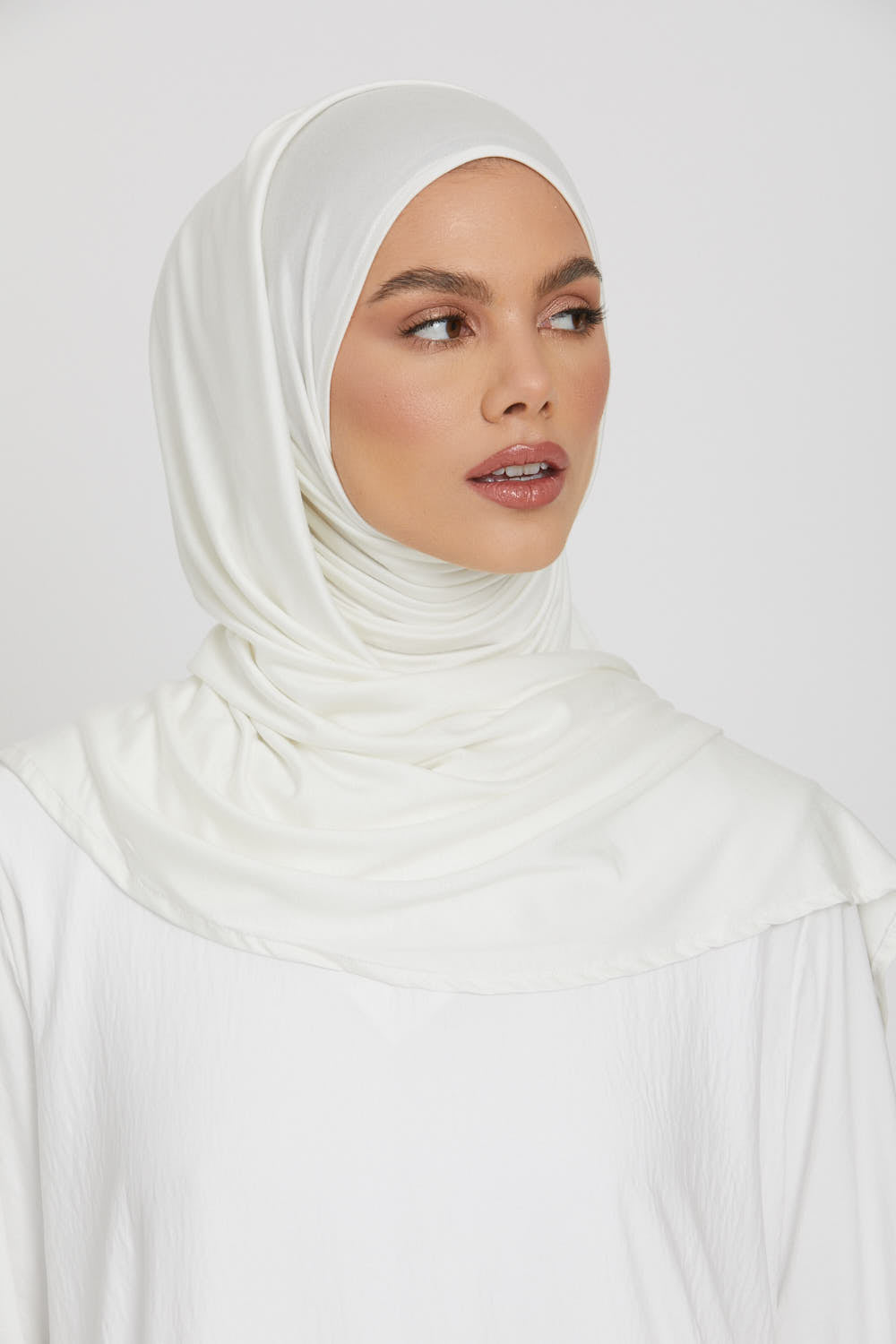 Premium Instant Jersey Hijab - Ivory White