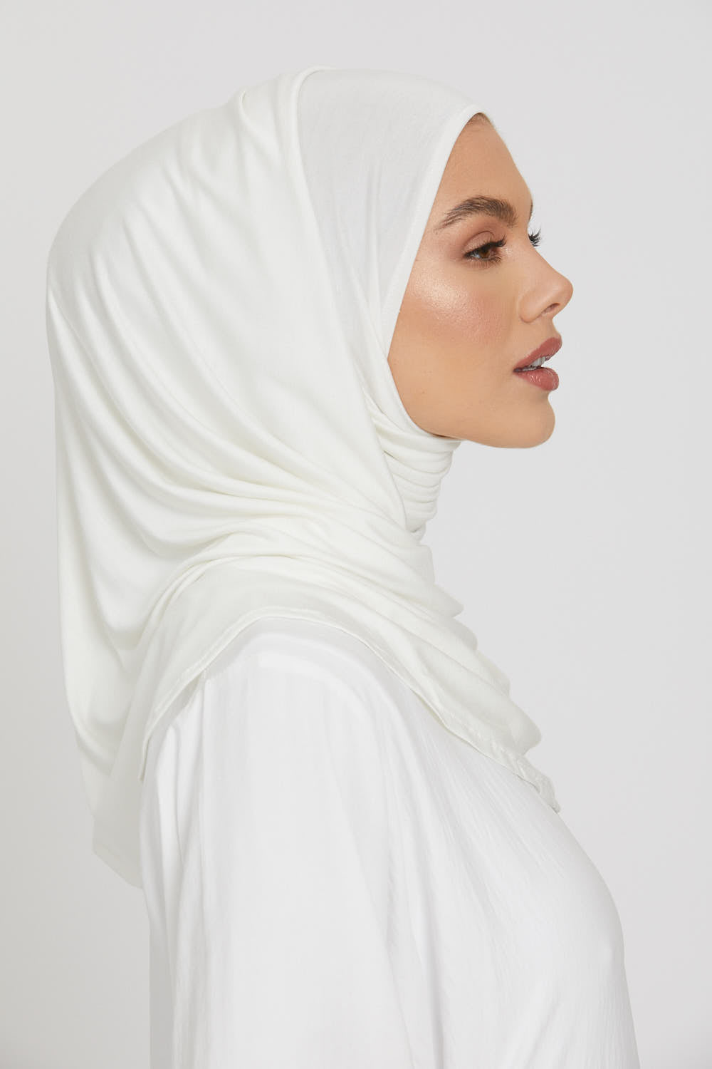 Premium Instant Jersey Hijab - Ivory White