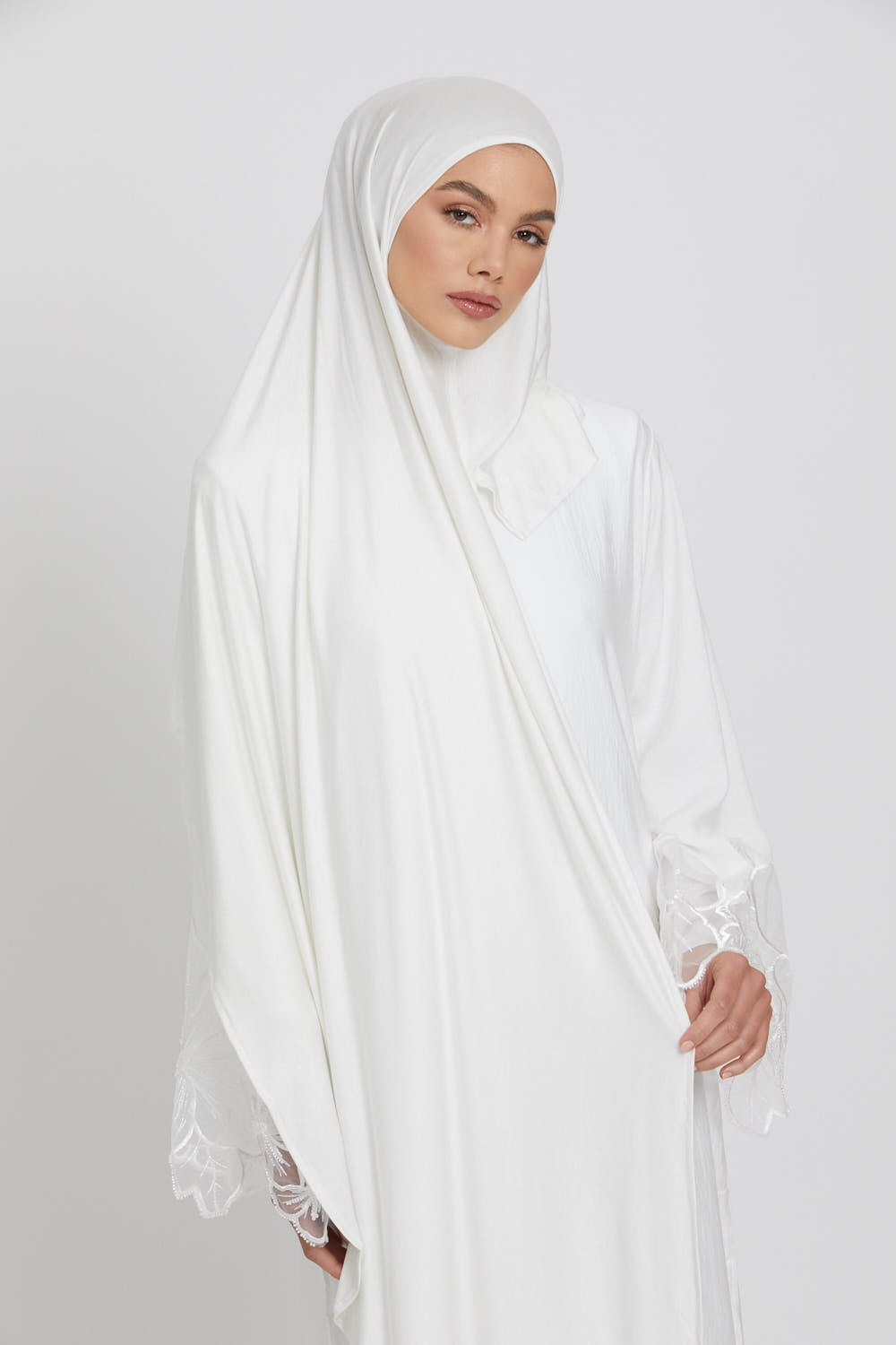 Premium Instant Jersey Hijab - Ivory White