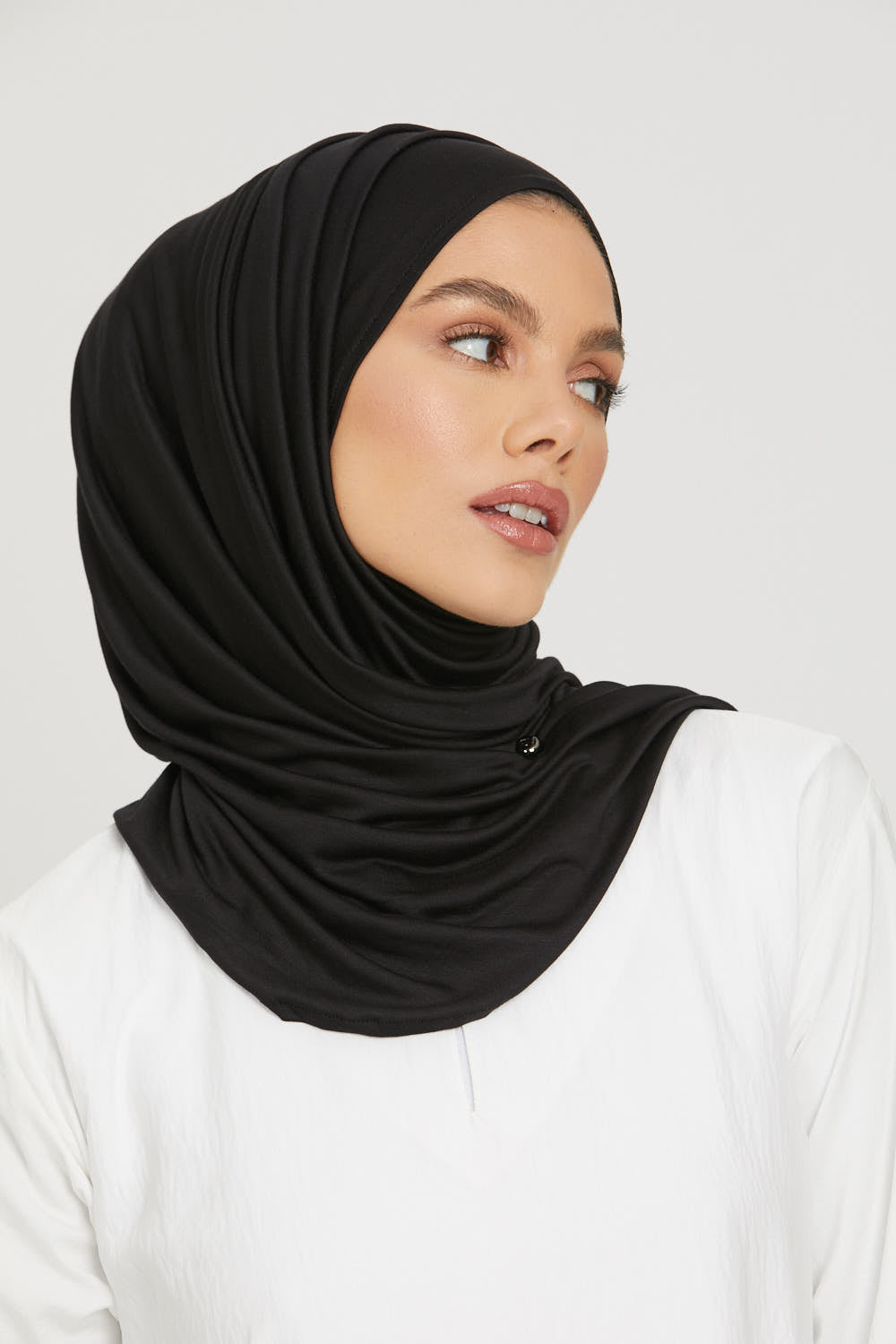 Premium Instant Jersey Hijab - Black
