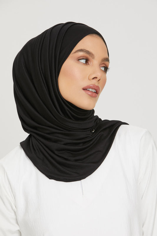 Premium Instant Jersey Hijab - Black