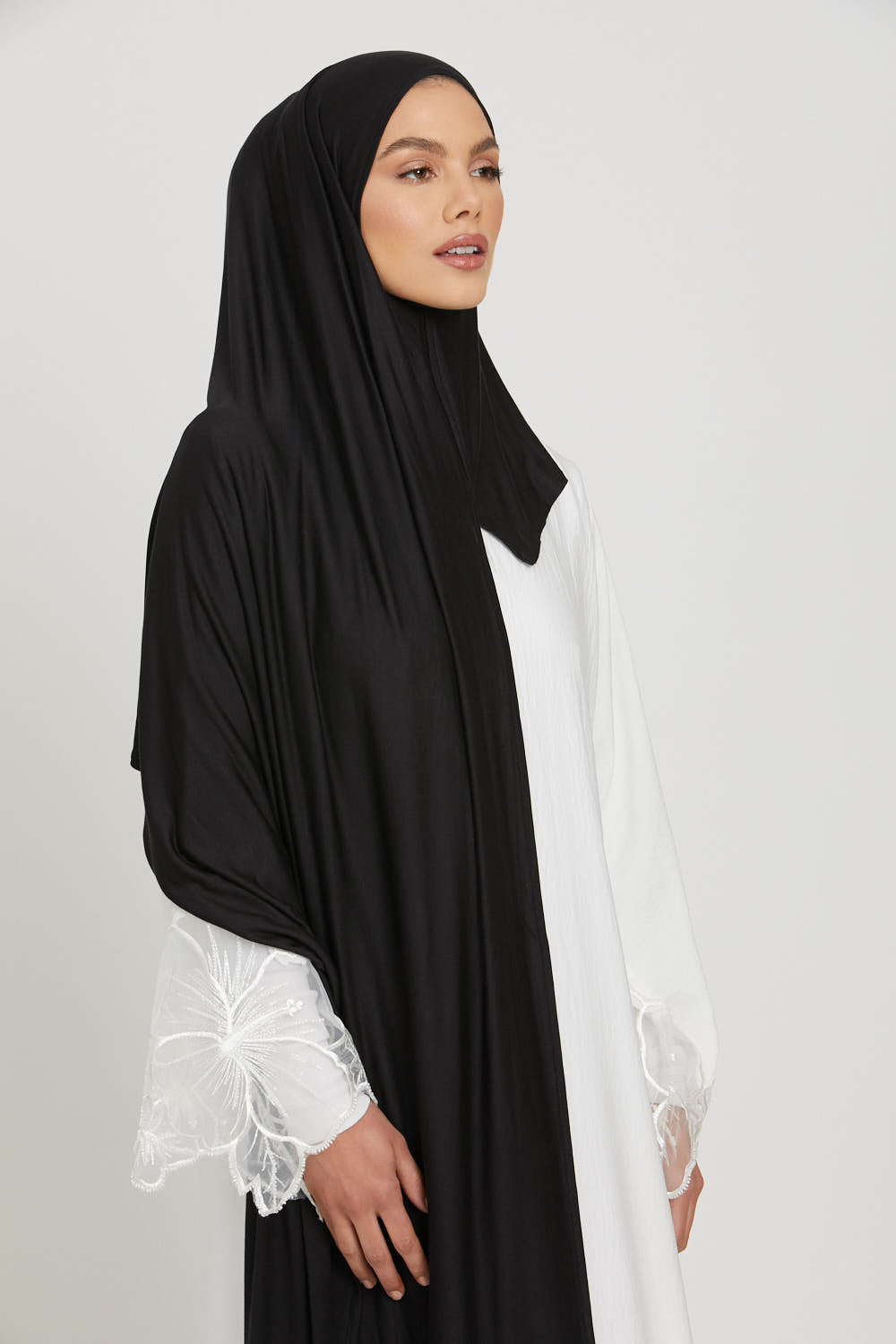 Premium Instant Jersey Hijab - Black