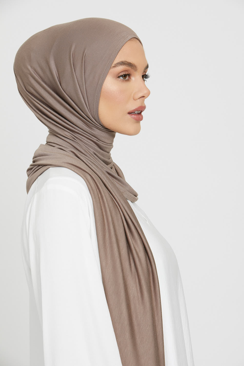 Premium Instant Jersey Hijab - Cafe Au Lait