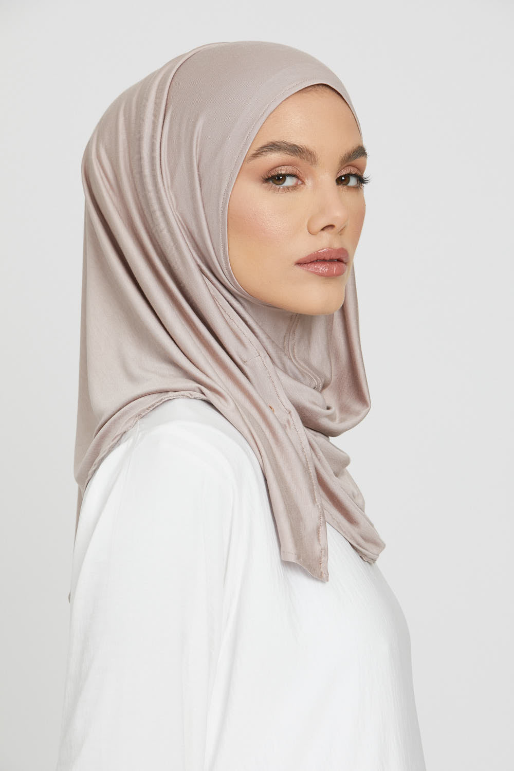 Premium Instant Jersey Hijab - Mink