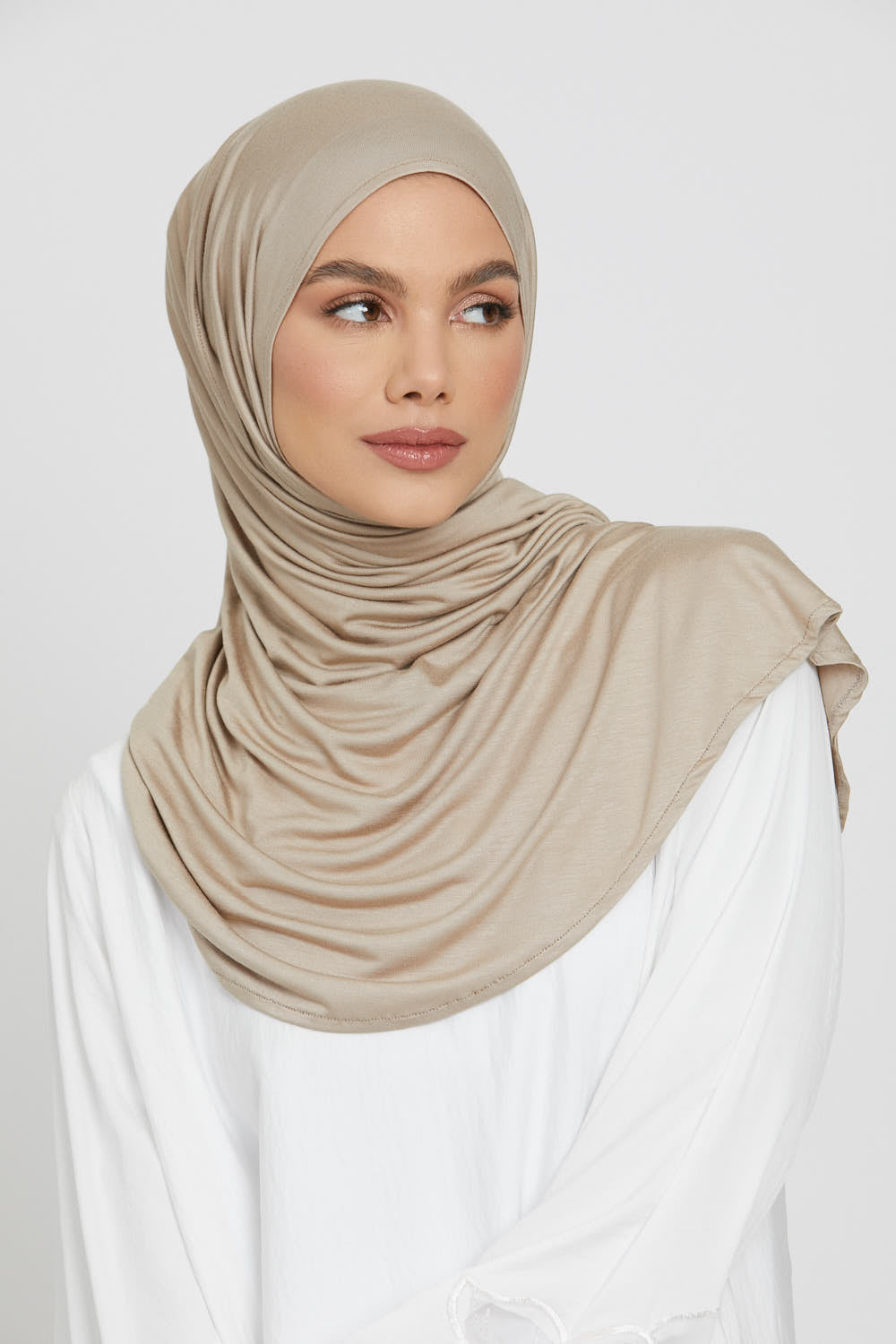 Premium Instant Jersey Hijab - Nude