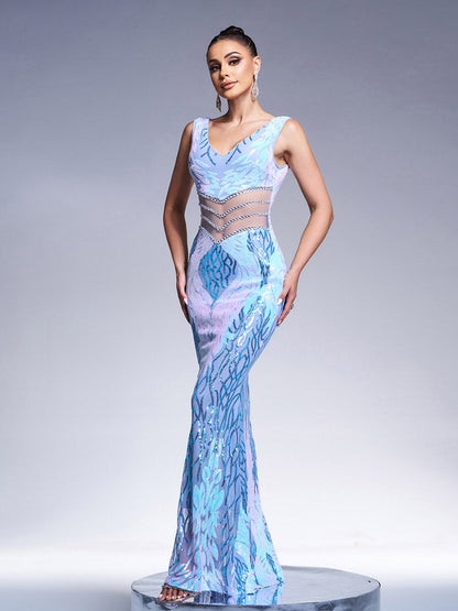 sally V-neck Sequin Mermaid Prom Dress