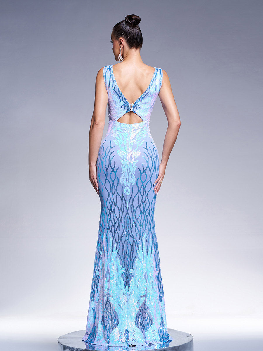 V-neck Sexy Sequin Mermaid Prom Dress