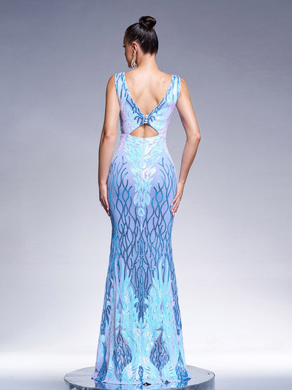 V-neck Sexy Sequin Mermaid Prom Dress