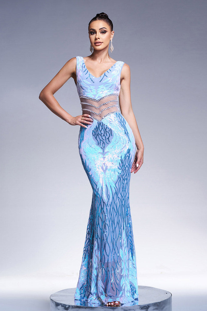 sally V-neck Sequin Mermaid Prom Dress
