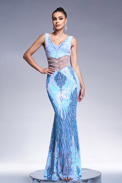 sally V-neck Sequin Mermaid Prom Dress