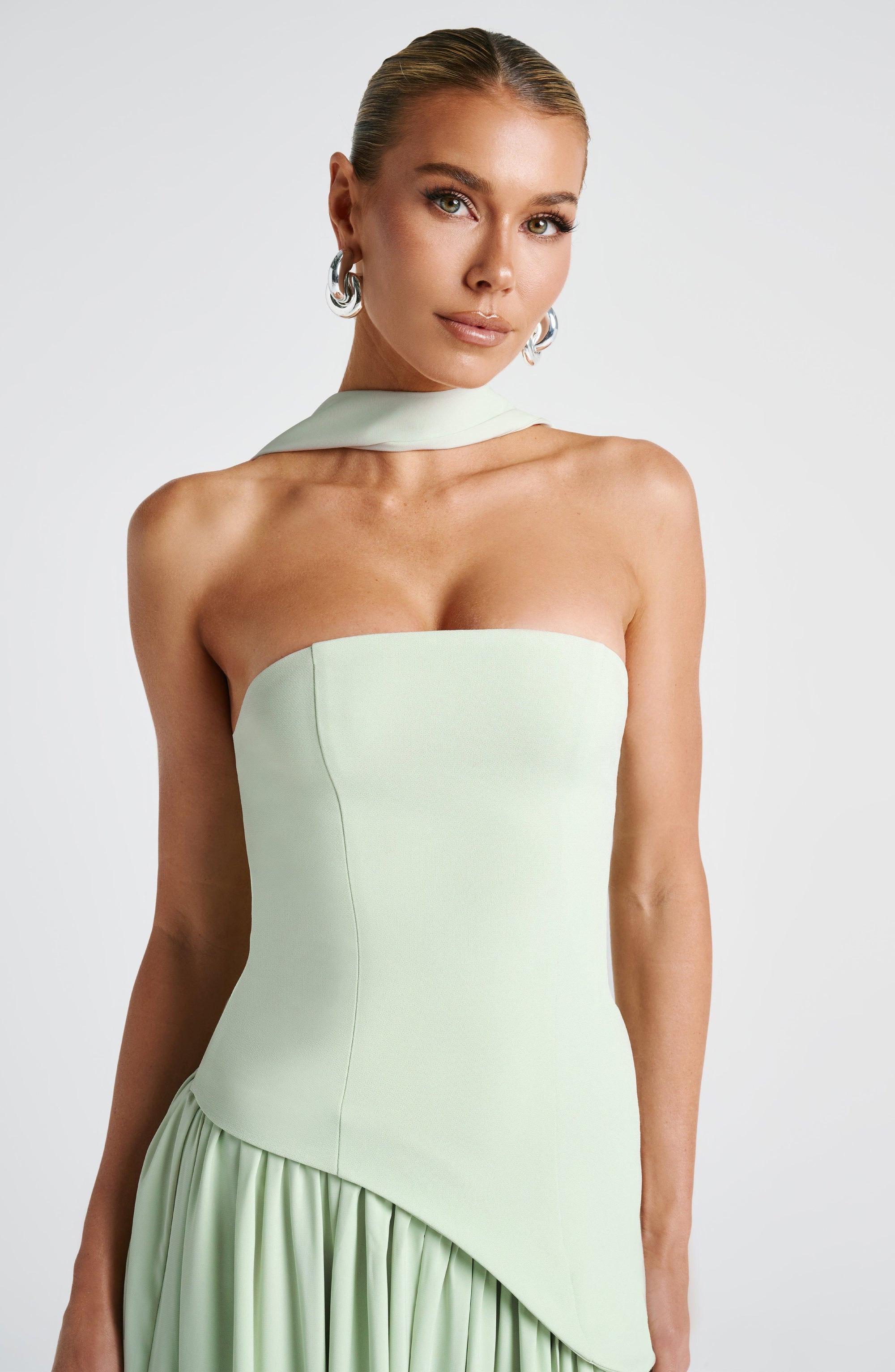 Maliyah high slit strapless Maxi Dress - Mint