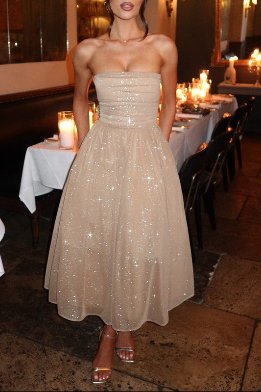 Marissa Midi Dress - Gold Sparkle