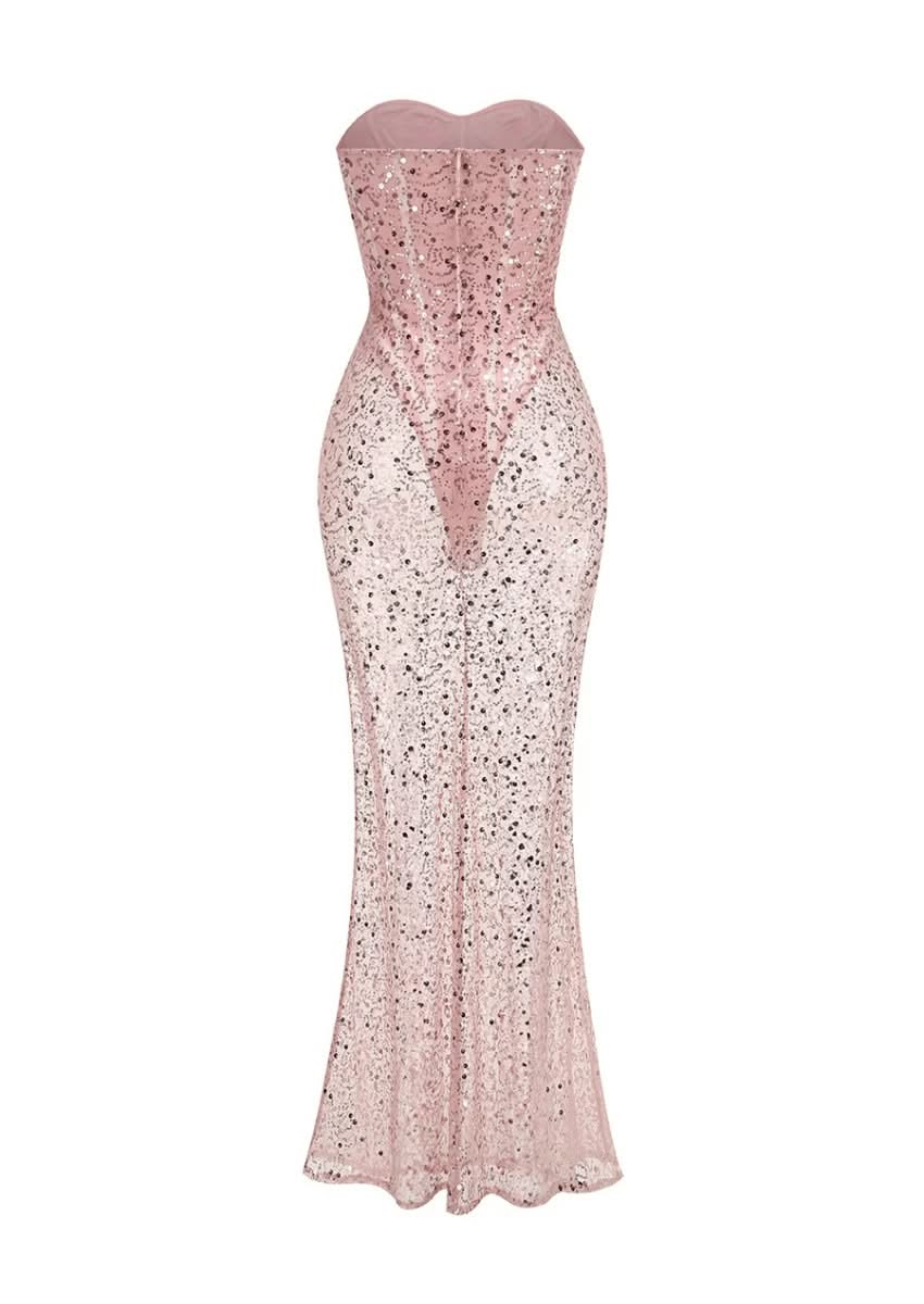 Sequined Pink Maxi Dress
