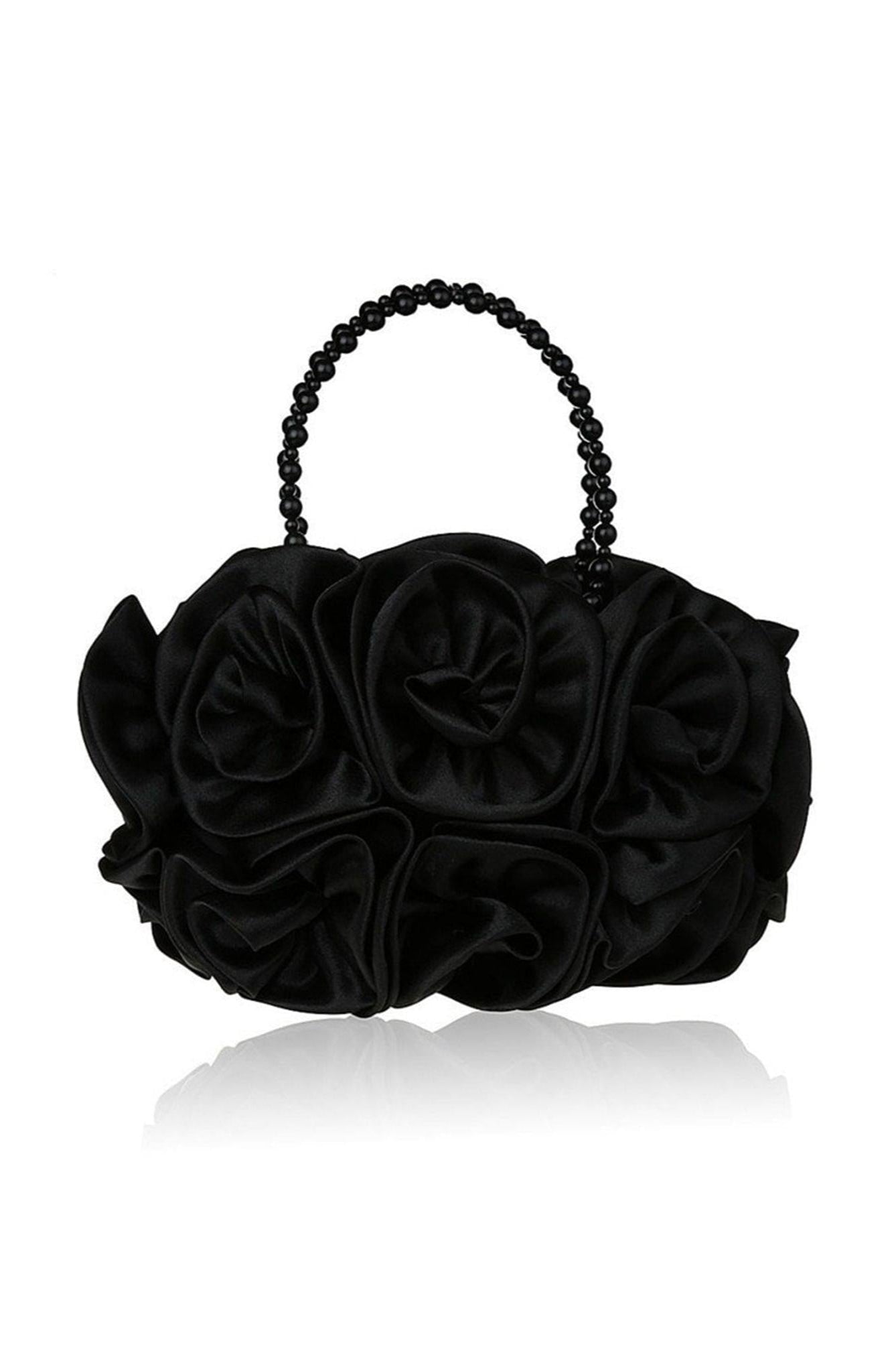 Satin Rosettes Pearl Handbag