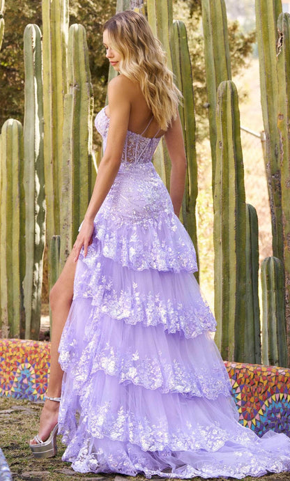 One Shoulder Tiered Prom Dress