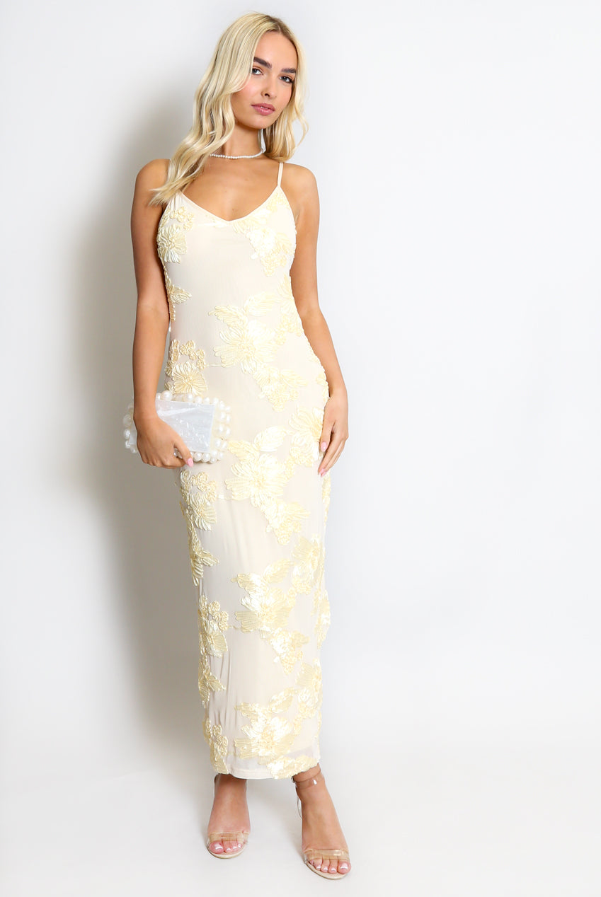 Floral Lace Lined Cami Midi Dress