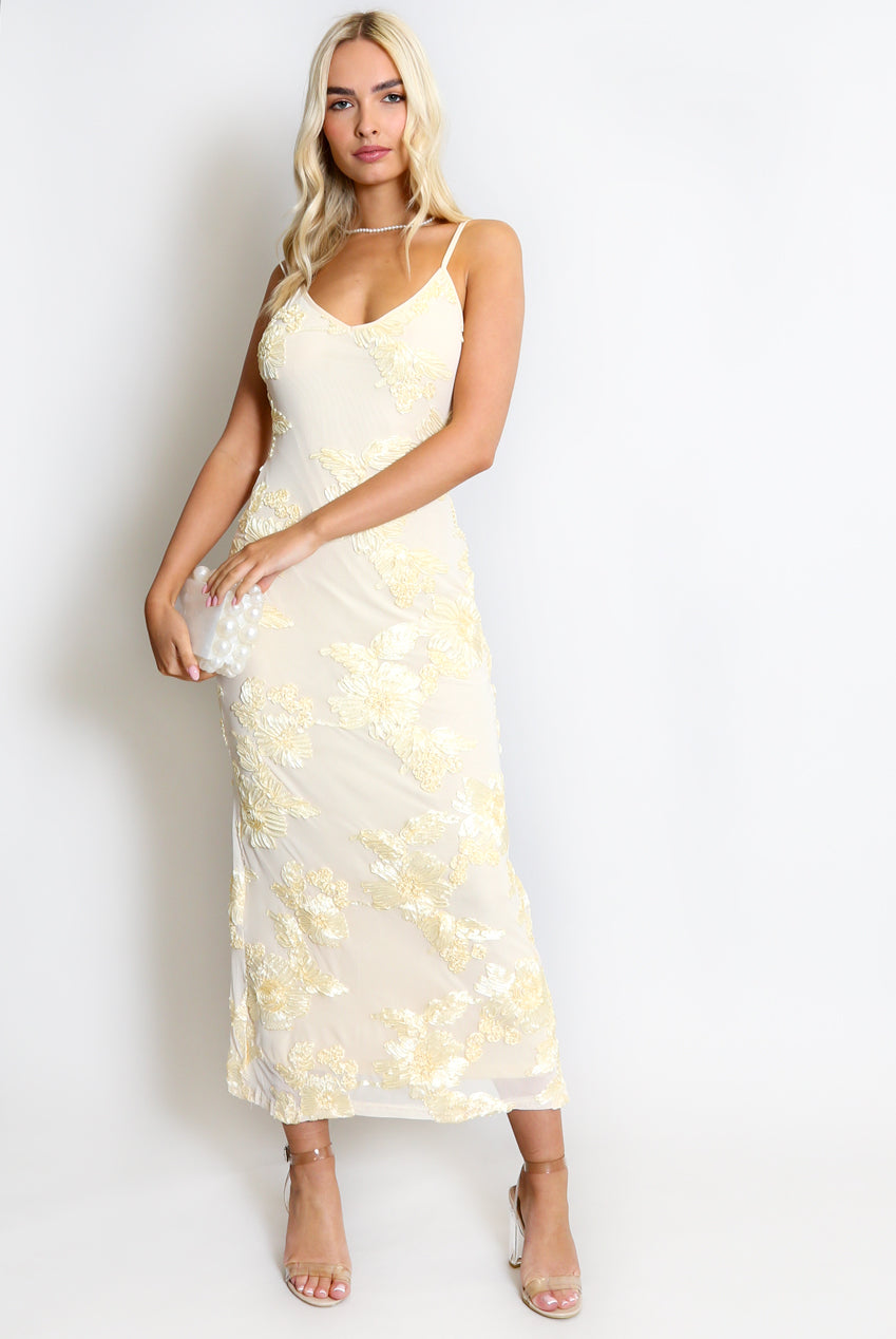 Floral Lace Lined Cami Midi Dress