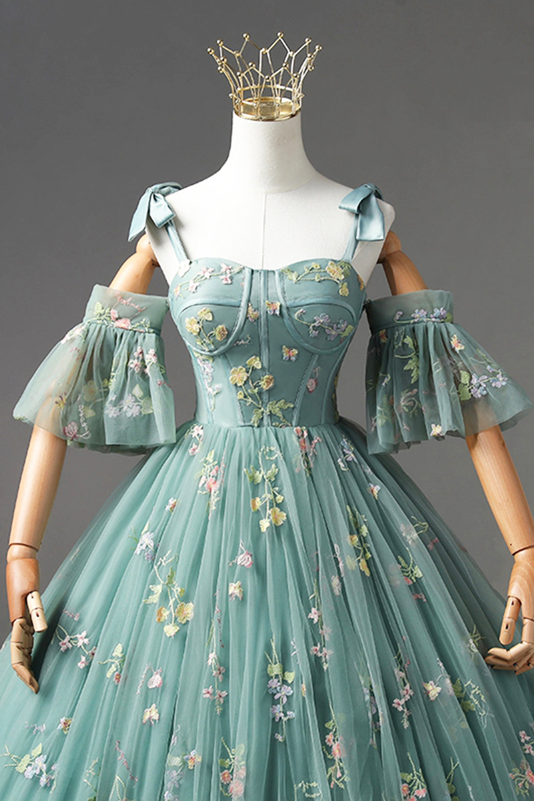 Green Lace A-Line Formal Dress