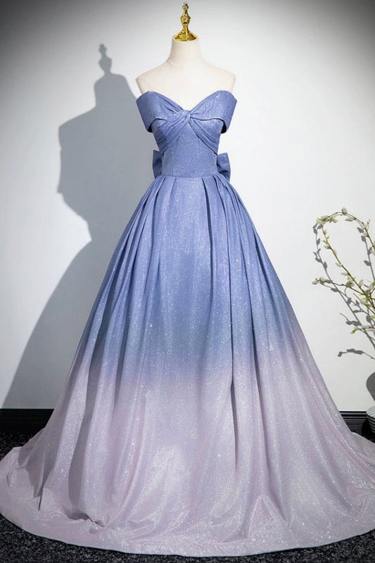 Blue Gradient-Color Glitter Sequins Prom Dresses