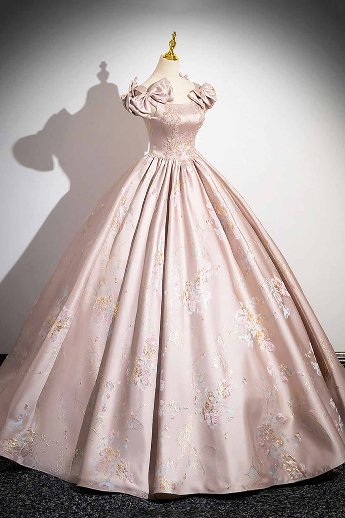 Pink Satin Lace Prom Dress