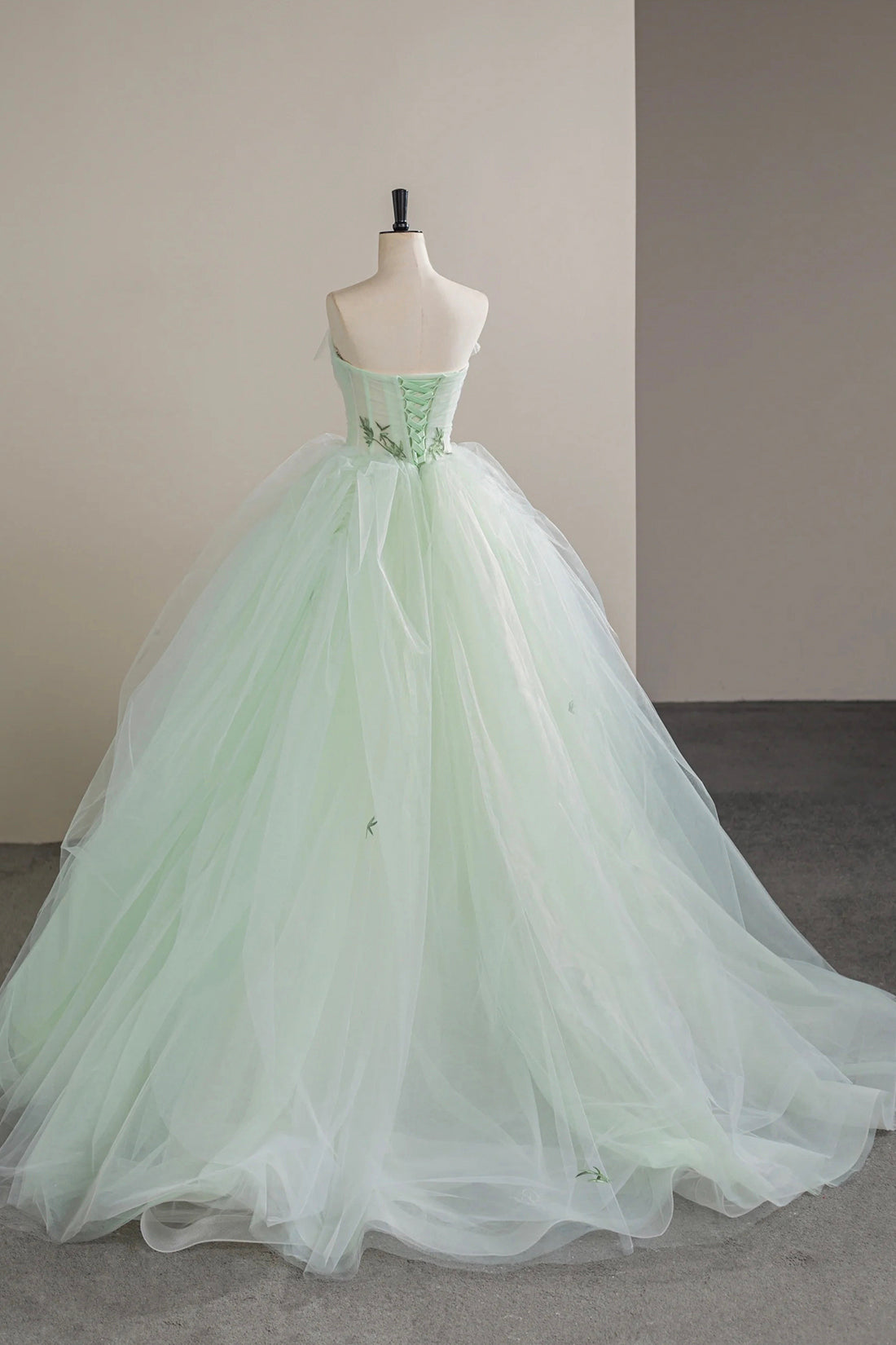 Dress with Lace Green Strapless Dress