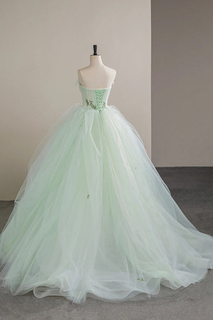Dress with Lace Green Strapless Dress